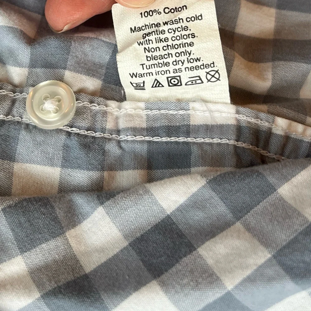 J. Crew Factory Men’s Slim Fit Long Sleeve Button Down Shirt Gray White Plaid XL